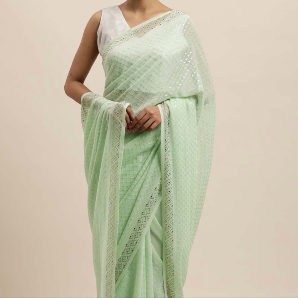 Saree in sea green